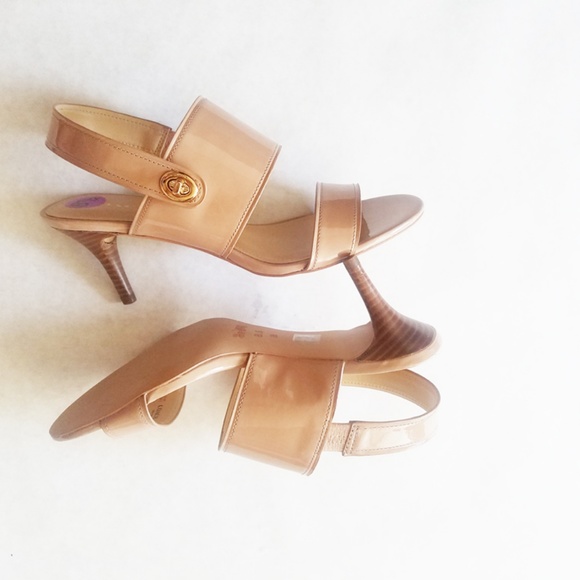 Coach Marla Patent Slingback Heels Nude Size 8.5B - Picture 4 of 6